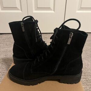 EXCELLENT CONDITION, LUCKY BRAND LP-ICTUS BOOTIES BLACK OILED SUEDE, SIZE 7